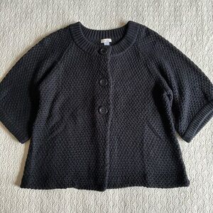 Chico's 2 Wool Blend Black Knit Cardigan Women's US 12/Large